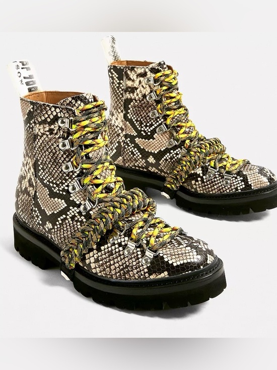 House of Holland Shoes - House Of Holland X Grenson Brown Snakeskin Leather Hiker Combat Boots UK4 US6